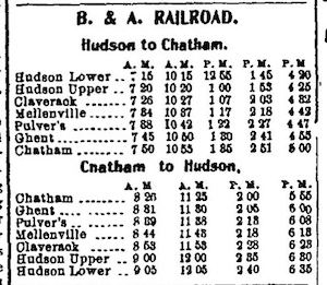 Boston and Albany RR Timetable